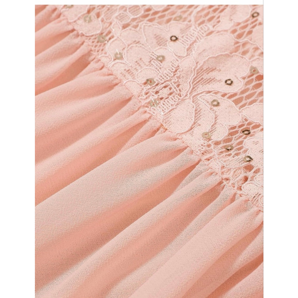 NEW Pink Wedding Guest Cocktail Formal Cape Ruffle Long Maxi Dress XL - Picture 8 of 9